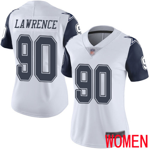 Women Dallas Cowboys Limited White DeMarcus Lawrence #90 Rush Vapor Untouchable NFL Jersey->women nfl jersey->Women Jersey
